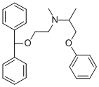 rac-(2R*)-N-[2-(ジフェニルメトキシ)エチル]-N-メチル-1-フェノキシ-2-プロパンアミン 化学構造式