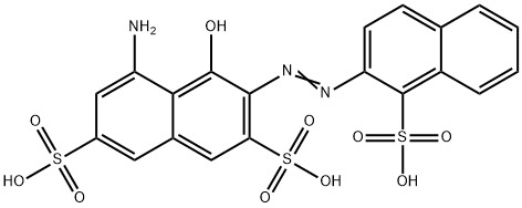 5-アミノ-4-ヒドロキシ-3-[(1-スルホ-2-ナフタレニル)アゾ]-2,7-ナフタレンジスルホン酸 化学構造式