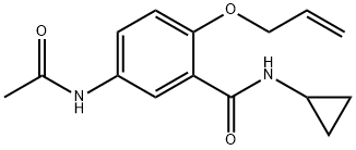5-(アセチルアミノ)-2-(アリルオキシ)-N-シクロプロピルベンズアミド 化学構造式