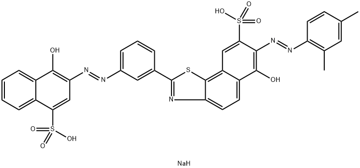 2-[3-[(1-Hydroxy-4-sodiosulfo-2-naphthalenyl)azo]phenyl]-6-hydroxy-7-[(2,4-dimethylphenyl)azo]naphtho[2,1-d]thiazole-8-sulfonic acid sodium salt Struktur