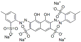 4,5-ジヒドロキシ-3,6-ビス(4-メチル-2-ソジオオキシスルホニルフェニルアゾ)-2,7-ナフタレンジスルホン酸ジナトリウム 化学構造式