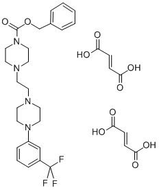 1-Piperazinecarboxylic acid, 4-(2-(4-(3-(trifluoromethyl)phenyl)-1-pip erazinyl)ethyl)-, phenylmethyl ester, (E)-2-butenedioate (1:2) 化学構造式