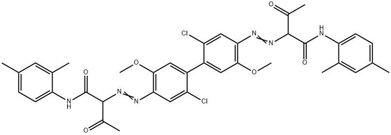 2,2'-[(2,2'-ジクロロ-5,5'-ジメトキシ-1,1'-ビフェニル-4,4'-ジイル)ビス(アゾ)]ビス[N-(2,4-ジメチルフェニル)-3-オキソブタンアミド] 化学構造式