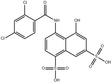 4-(2,4-ジクロロベンゾイルアミノ)-5-ヒドロキシ-1,7-ナフタレンジスルホン酸 化学構造式