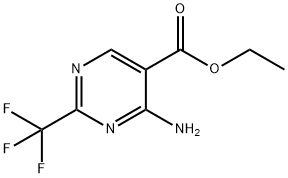 ETHYL 4-AMINO-2-(TRIFLUOROMETHYL)PYRIMIDINE-5-CARBOXYLATE 化学構造式