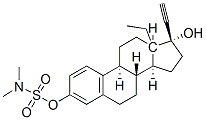 (17R)-3-(Dimethylsulfamoyloxy)-13-ethyl-18,19-dinorpregna-1,3,5(10)-trien-20-yn-17-ol Struktur