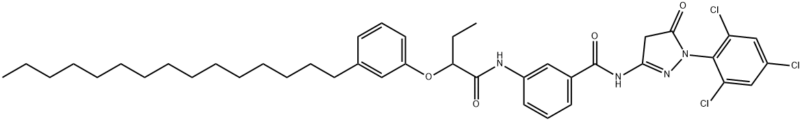 N-[[4,5-ジヒドロ-5-オキソ-1-(2,4,6-トリクロロフェニル)-1H-ピラゾール]-3-イル]-3-[[1-オキソ-2-(3-ペンタデシルフェノキシ)ブチル]アミノ]ベンズアミド 化学構造式