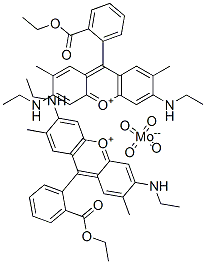bis[9-[2-(ethoxycarbonyl)phenyl]-3,6-bis(ethylamino)-2,7-dimethylxanthylium] tetraoxomolybdate(2-) Structure