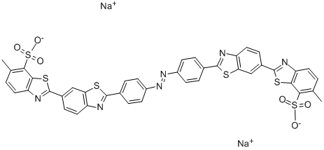 2',2'''-[アゾビス(4,1-フェニレン)]ビス(6-メチル-2,6'-ビベンゾチアゾール-7-スルホン酸ナトリウム) 化学構造式