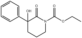 1-(ethoxycarbonyl)-3-hydroxy-3-phenyl-2-piperidinone Struktur