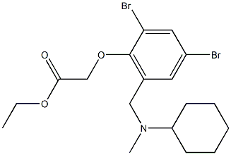 [4,6-ジブロモ-2-[[シクロヘキシル(メチル)アミノ]メチル]フェノキシ]酢酸エチル 化学構造式