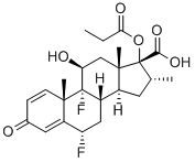 6Α,9Α-二氟-11Β-羟基-16Α-甲基-3-氧代-17Α-(丙酰氧基)雄甾-1,4-二烯-17 Β-羧酸,65429-42-7,结构式