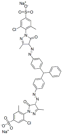 disodium 4,4'-[(phenylmethylene)bis[4,1-phenyleneazo(4,5-dihydro-3-methyl-5-oxo-1H-pyrazole-4,1-diyl)]]bis[3-chloro-5-methylbenzenesulphonate] Structure