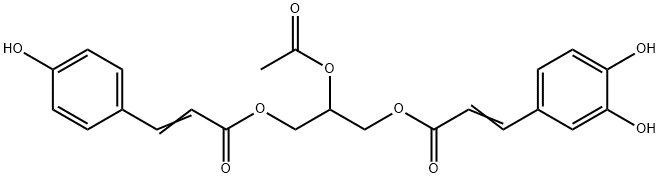 3-(3,4-Dihydroxyphenyl)propenoic acid 2-acetoxy-3-[[3-(4-hydroxyphenyl)-1-oxo-2-propenyl]oxy]propyl ester 结构式