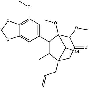 8-Hydroxy-1,2-dimethoxy-7-(7-methoxy-1,3-benzodioxol-5-yl)-6-methyl-5-allylbicyclo[3.2.1]octan-3-one Structure