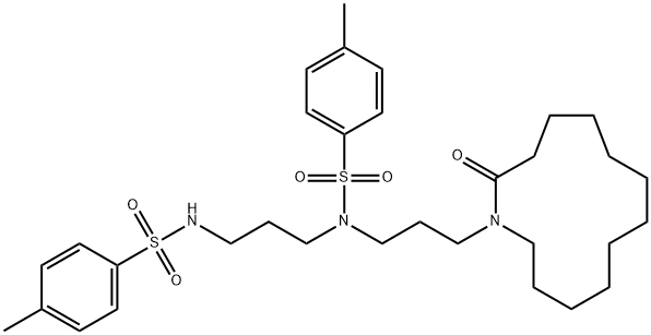 12-[(4,8-Diaza-4,8-ditosyloctan-1-yl)amino]dodecanoic acid lactam Struktur