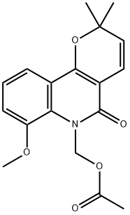 6-[(Acetyloxy)methyl]-5,6-dihydro-7-methoxy-2,2-dimethyl-2H-pyrano[3,2-c]quinolin-5-one Structure