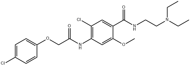 5-クロロ-4-[[(4-クロロフェノキシ)アセチル]アミノ]-N-[2-(ジエチルアミノ)エチル]-2-メトキシベンズアミド 化学構造式