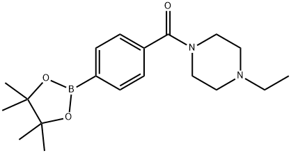 (4-ethyl-1-piperazinyl)[4-(4,4,5,5-tetramethyl-1,3,2-dioxaborolan-2-yl)phenyl]methanone, 656239-39-3, 结构式
