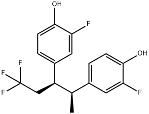 4,4'-[(1R,2S)-1-メチル-2-(2,2,2-トリフルオロエチル)エチレン]ビス(2-フルオロフェノール) 化学構造式