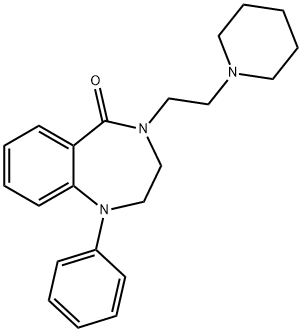 1,2,3,4-テトラヒドロ-1-フェニル-4-(2-ピペリジノエチル)-5H-1,4-ベンゾジアゼピン-5-オン 化学構造式