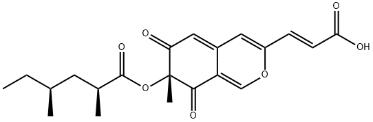 (2S,4S)-2,4-ジメチルヘキサン酸[(7R)-3-[(E)-2-カルボキシエテニル]-7,8-ジヒドロ-7-メチル-6,8-ジオキソ-6H-2-ベンゾピラン-7-イル] 化学構造式