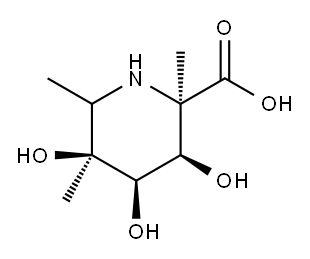 2-Piperidinecarboxylic acid, 3,4,5-trihydroxy-2,5,6-trimethyl-, (2R,3R,4R,5S)- (9CI) Structure