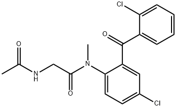 2-acetamido-N-[4-chloro-2-(2-chlorobenzoyl)phenyl]-N-methyl-acetamide Struktur