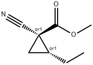 Cyclopropanecarboxylic acid, 1-cyano-2-ethyl-, methyl ester, trans- (9CI) Struktur