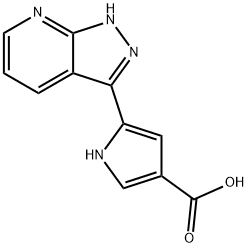 5-(1H-pyrazolo[3,4-b]pyridin-3-yl)-1H-pyrrole-3-carboxylic acid 化学構造式