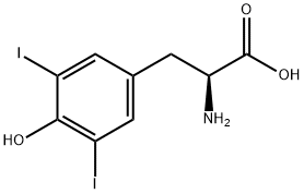 rac-(2R*)-2-アミノ-3-(4-ヒドロキシ-3,5-ジヨードフェニル)プロパン酸 化学構造式