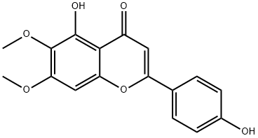 6,7-ジメトキシ-4',5-ジヒドロキシフラボン 化学構造式
