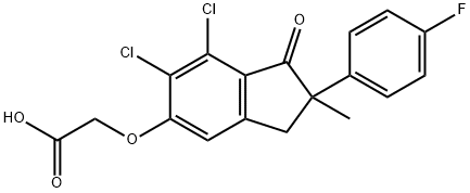 ((6,7-dichloro-2-(4-fluorophenyl)-2-methyl-1-oxo-5-indanyl)oxy)acetic acid Structure