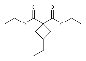 3-エチルシクロブタン-1,1-ニカルボン酸ジエチル 化学構造式