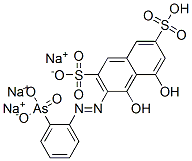 3-[[2-(ソジオアルソノ)フェニル]アゾ]-4,5-ジヒドロキシ-2,7-ナフタレンジスルホン酸ジナトリウム 化学構造式