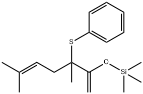 3,6-Dimethyl-3-phenylthio-2-trimethylsilyloxy-1,5-heptadiene Struktur