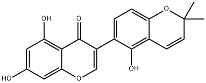 5,7-ジヒドロキシ-3-(5-ヒドロキシ-2,2-ジメチル-2H-1-ベンゾピラン-6-イル)-4H-1-ベンゾピラン-4-オン 化学構造式