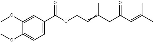 3,4-ジメトキシ安息香酸[3,7-ジメチル-5-オキソ-2,6-オクタジエニル] 化学構造式