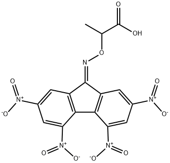 2-[(2,4,5,7-テトラニトロ-9-フルオレニリデンアミノ)オキシ]プロピオン酸 化学構造式