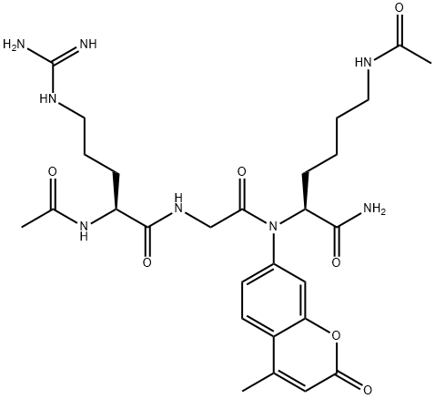 N-アセチル-ARG-GLY-LYS(アセチル)-7-アミド-4-メチルクマリン トリフルオロアセタート塩 化学構造式
