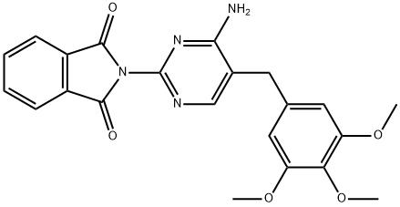 N-[4-アミノ-5-(3,4,5-トリメトキシベンジル)-2-ピリミジニル]フタルイミド 化学構造式