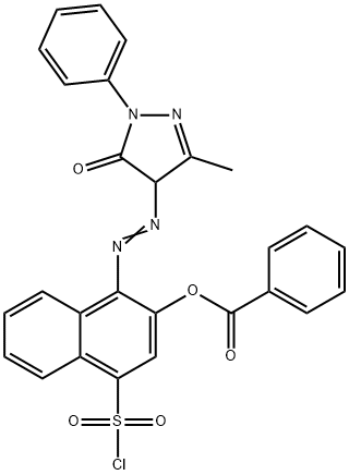 3-(benzoyloxy)-4-[(4,5-dihydro-3-methyl-5-oxo-1-phenyl-1H-pyrazol-4-yl)azo]naphthalene-1-sulphonyl chloride  Structure
