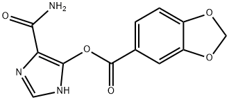 1,3-ベンゾジオキソール-5-カルボン酸5-カルバモイル-1H-イミダゾール-4-イル 化学構造式