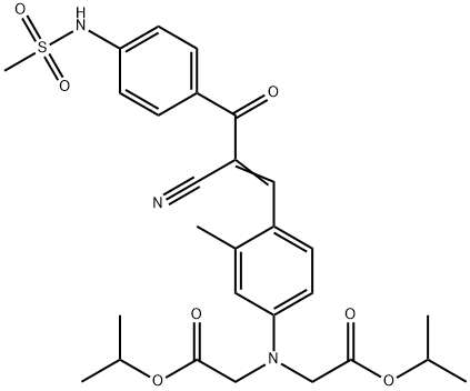 N-[4-[2-シアノ-3-[4-[(メチルスルホニル)アミノ]フェニル]-3-オキソ-1-プロペニル]-3-メチルフェニル]-N-[2-(1-メチルエトキシ)-2-オキソエチル]グリシン1-メチルエチル 化学構造式