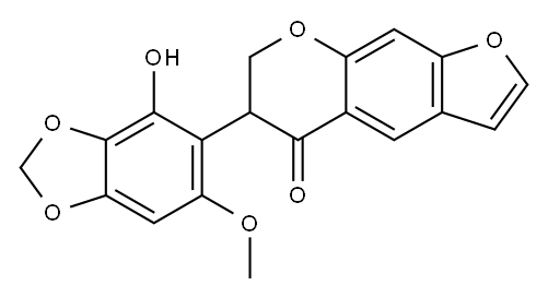 6,7-Dihydro-6-(4-hydroxy-6-methoxy-1,3-benzodioxol-5-yl)-5H-furo[3,2-g][1]benzopyran-5-one Struktur