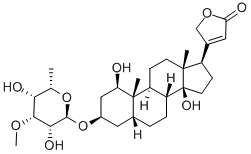 3β-[(6-デオキシ-3-O-メチル-α-L-タロピラノシル)オキシ]-1β,14-ジヒドロキシ-5β-カルダ-20(22)-エノリド 化学構造式