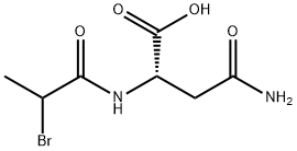 rac-(R*)-2-[(2-ブロモプロピオニル)アミノ]-3-(アミノカルボニル)プロピオン酸 化学構造式
