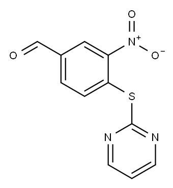 3-硝基-4-(嘧啶-2-基硫代)苯甲醛, 663206-26-6, 结构式