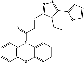 2-[[4-Ethyl-5-(2-furanyl)-4H-1,2,4-triazol-3-yl]thio]-1-(10H-phenothiazin-10-yl)-ethanone, 663212-40-6, 结构式