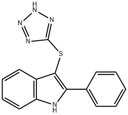 2-フェニル-3-(1H-テトラゾール-5-イルチオ)-1H-インドール 化学構造式